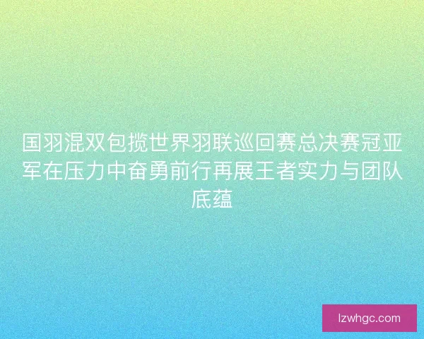 国羽混双包揽世界羽联巡回赛总决赛冠亚军在压力中奋勇前行再展王者实力与团队底蕴