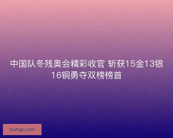 中国队冬残奥会精彩收官 斩获15金13银16铜勇夺双榜榜首