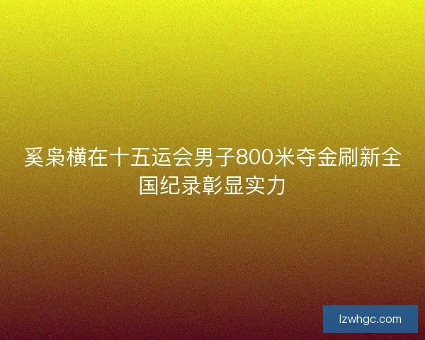 奚枭横在十五运会男子800米夺金刷新全国纪录彰显实力 奚枭横在十五运会男子800米夺金刷新全国纪录彰显实力