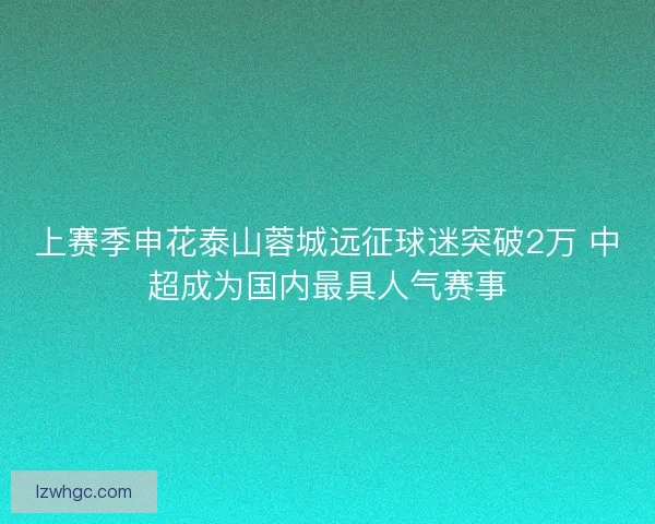 上赛季申花泰山蓉城远征球迷突破2万 中超成为国内最具人气赛事