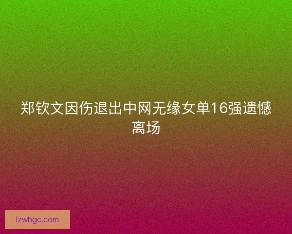 郑钦文因伤退出中网无缘女单16强遗憾离场 郑钦文因伤退出中网无缘女单16强遗憾离场