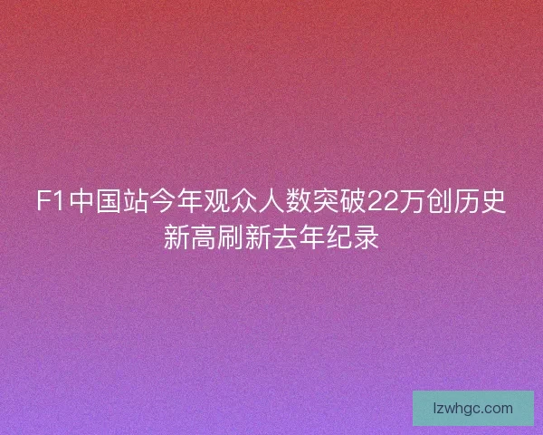 F1中国站今年观众人数突破22万创历史新高刷新去年纪录
